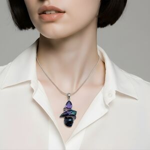 Sterling Silver 925 Pendant With Semiprecious Stones.